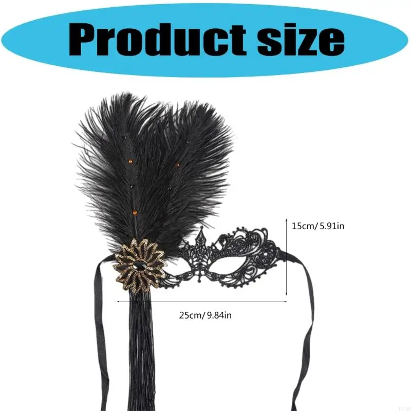 Máscara veneciana máscara máscara plumas plumas máscara Halloween para mascaradas F3MD