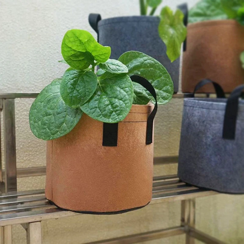 TKOH-Potones de tela resistente, bolsas para cultivo de verduras/flores/plantas, macetas de tela no tejida engrosadas con asas (5 galones)