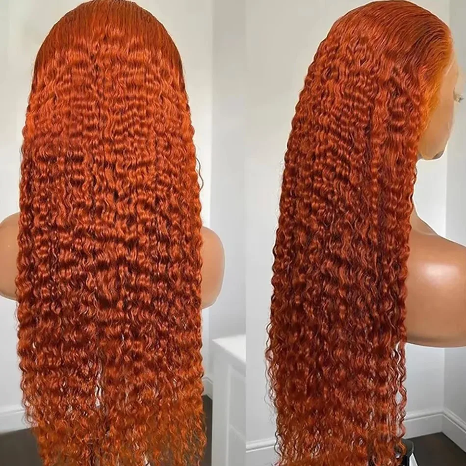 30 32inch 350 Ginger Orange Deep Wave Human Hair 13x6 Lace Front Wig Human Hair Wigs 13x4 HD Lace Frontal Curly Wig Brazilian