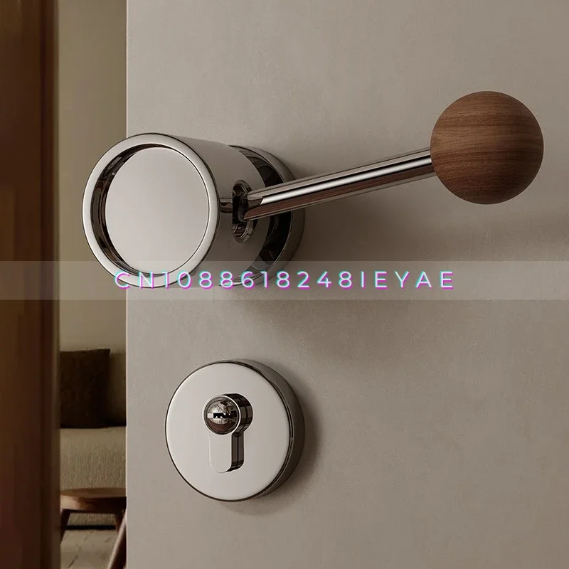 Strongly Promote Magnetic Silent Lock, Indoor Chinese Style Door Handle, Black Walnut Door Lock