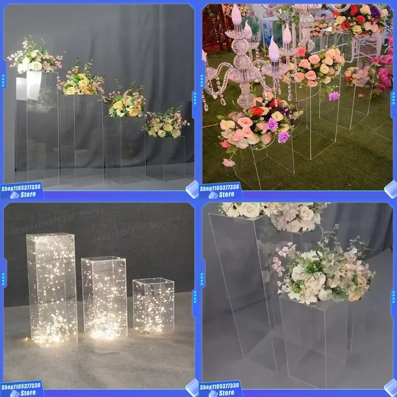Clear Acrylic Cake Stand Wedding Decoration Transparent Flower Display Rack for Party Stage Event Bouquet Holder Family