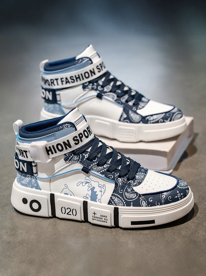 Men's High Top Shoes 2026 New Winter Trend Versatile Original Student Sports Casual Board Shoes Mesh Upper Low Friction PVC O...