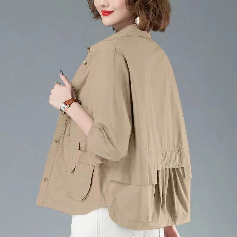 Fashion Lapel Button Spliced All-match Folds Shirt Women\'s Clothing 2023 Autumn New Oversized Casual Tops Loose Commute Blouse