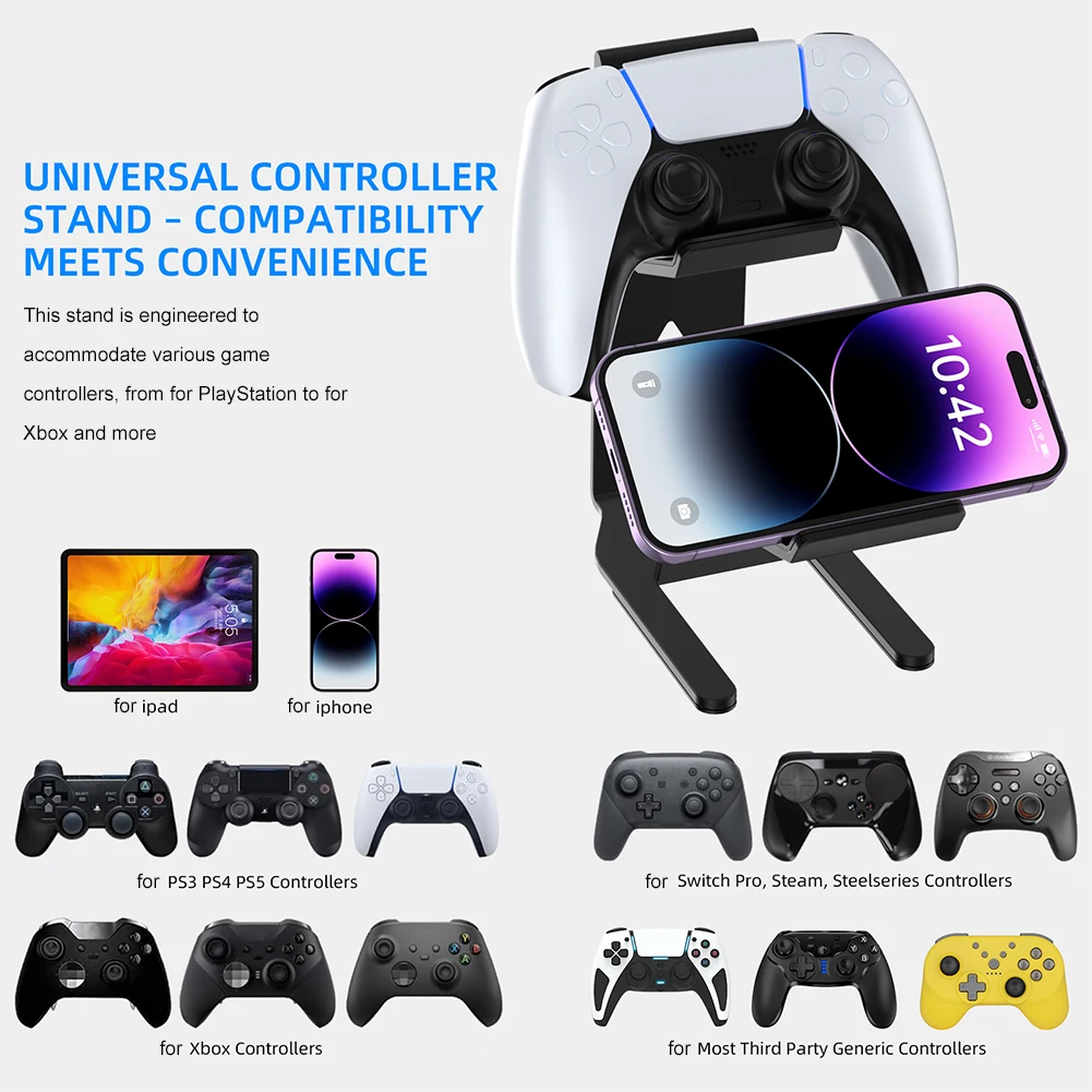 وحدة تحكم عرض موقف توفير المساحة حامل سطح المكتب المزدوج أذرع التحكم في ألعاب الفيديو حامل حامل للتبديل/PS5/PS4/Xbox لعبة الملحقات