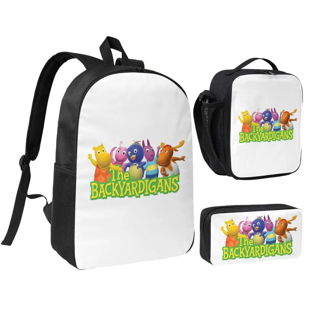 

Backyardigans Funny Backpack Student BookBag School Bag Shoulder Bags 3ps Insulated Lunch Bag Pencil Case