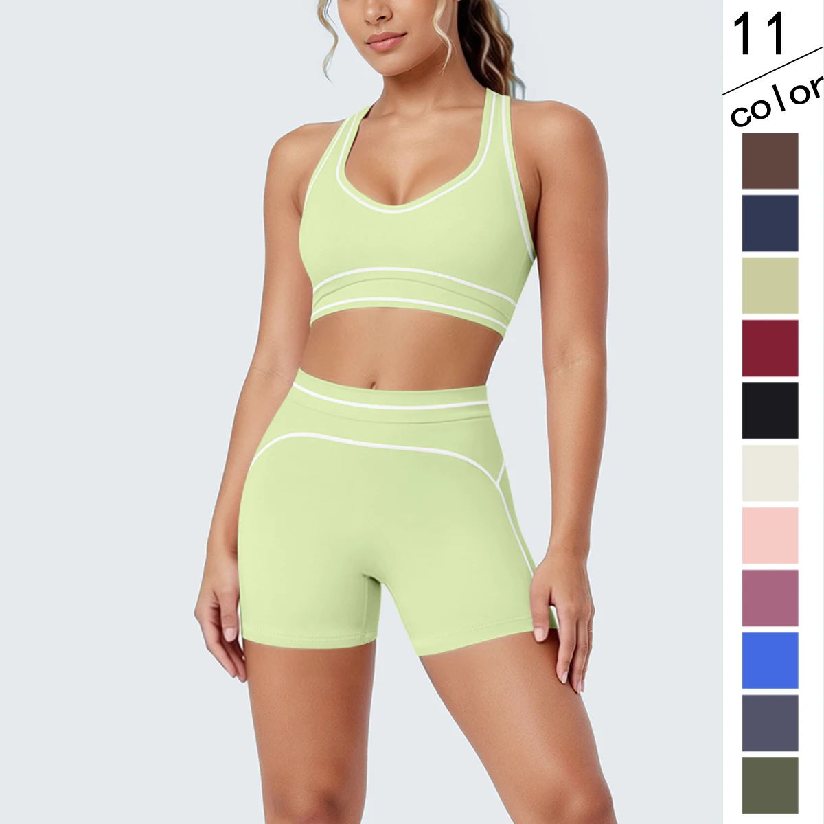 Summer Yoga Set for Woman Sexy Gather Beautiful Back Yoga Bra Yoga Underwear with Chest Pad Gym Fitness Running Shorts