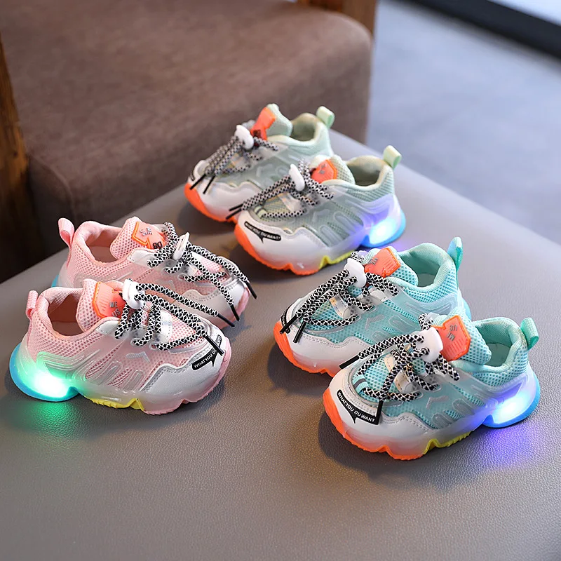 Baby Led Light Up Shoes Girls Breathable Glowing Sneakers Boys Anti-slippery Sneakers Children Luminous Casual Shoes