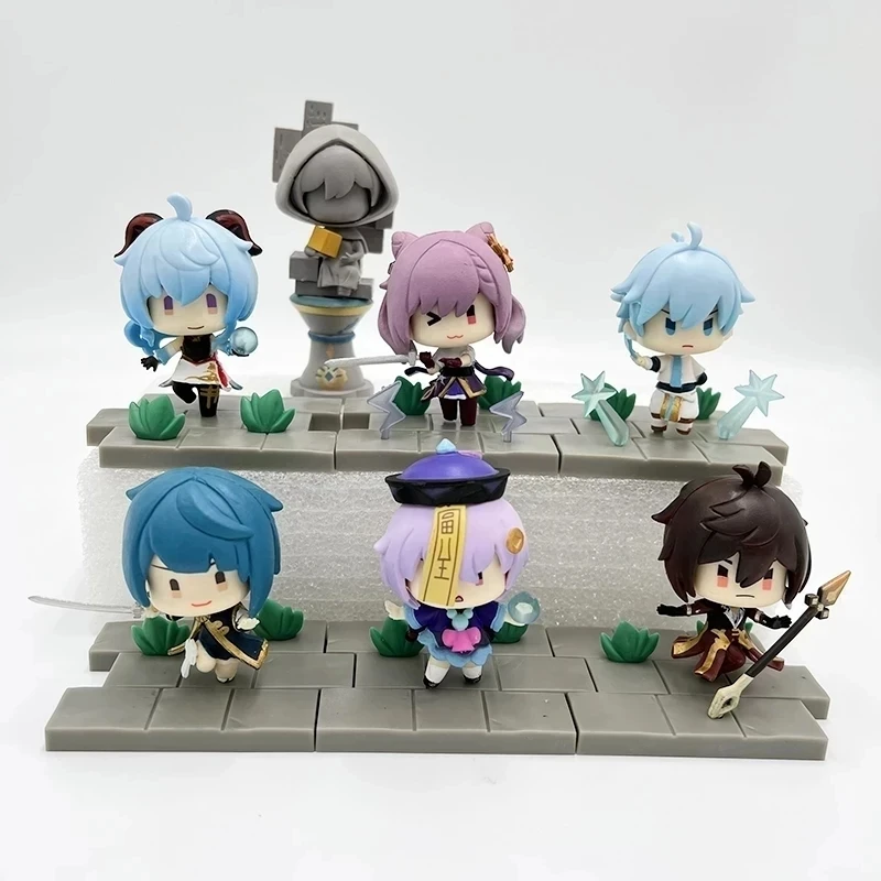 Genshin Impact figura de Anime Battlefield Heroes, Zhongli, Liyue, Keqing, Qiqi, Chongyun, modelo coleccionable, muñeca Kawaii, juguetes, regalos para niños