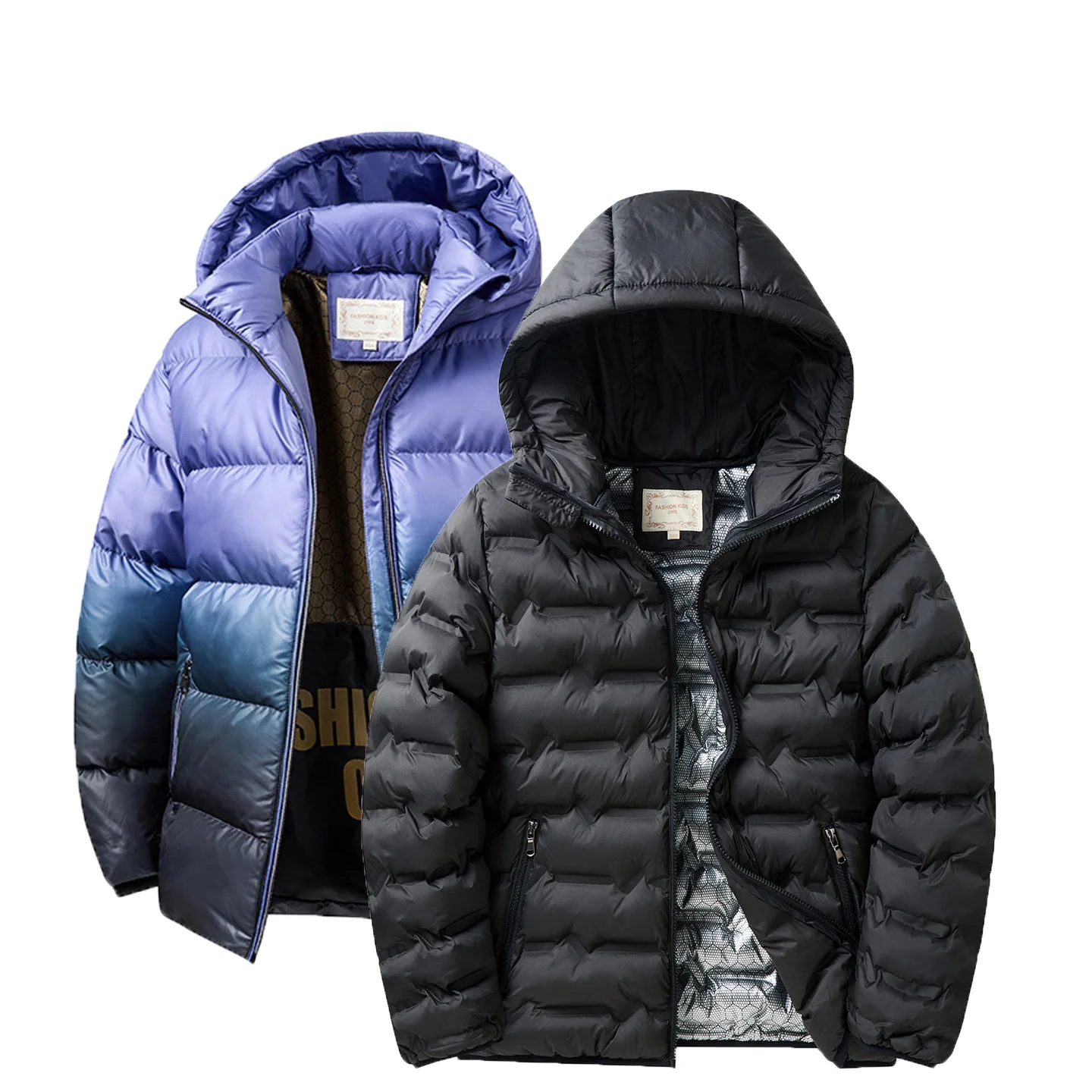Boys Girls Winter Black Cotton Padded Outwear Teenager Child Thick Warm Windproof Cotton Content Coat Kids Snow Garment