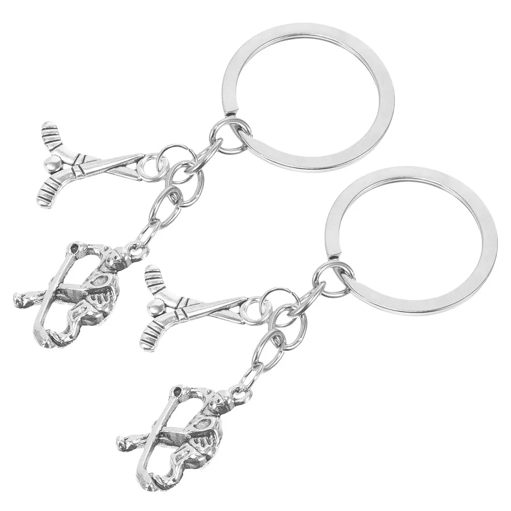 2Pcs Hockey Puck Keychain Holder For Sports Party Favor Christmas Stocking Fillers Ice Players Unique Shape Backpack