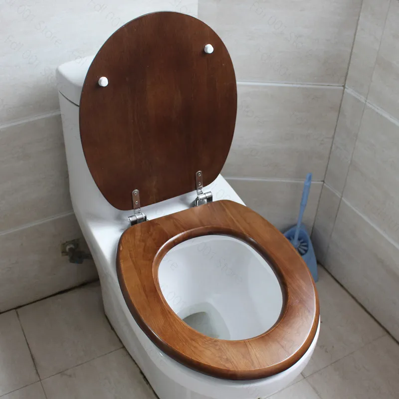Solid wood toilet cover slowly lowering silent solid seat ring thickened damping toilet cover UVO type toilet seat universal