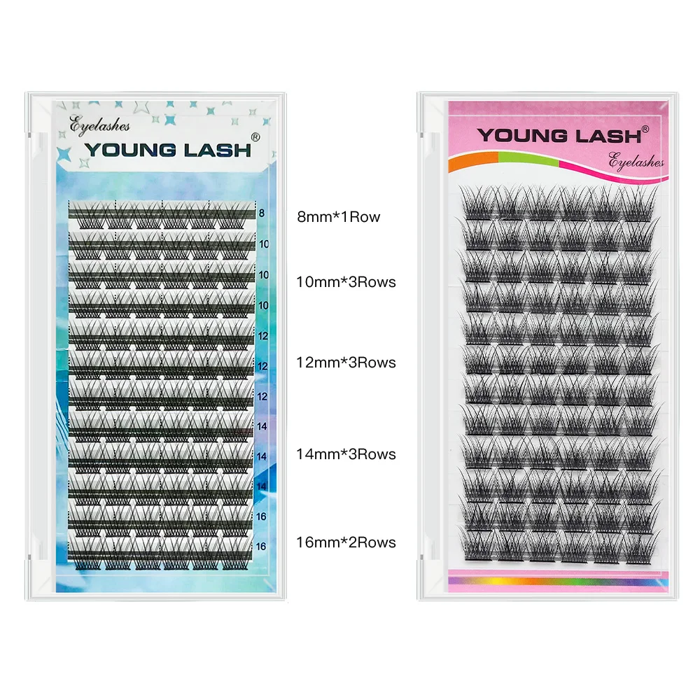 YOUNG LASH  DIY Eyelashes Clusters C D Curl 8/10/12/14/16mm Volume Individual Lashes Extensions DIY At Home Makeup