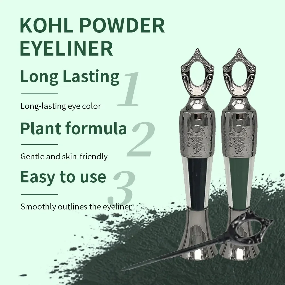 Retro Flasche Pulver Eyeliner 2 Farbe Mineral Pulver Eye Liner Stick Wasserdicht Langlebig Schwarz Kohl Lidschatten Kein Verschmieren Make-Up