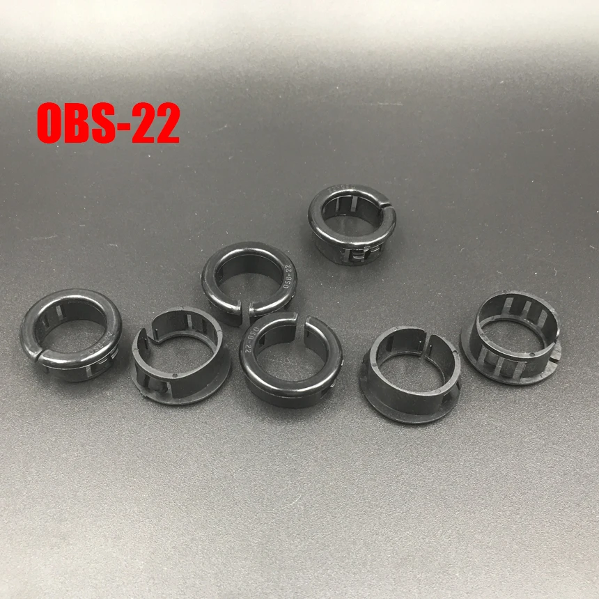 

100pcs OSB-22 22mm Dia Panle Mount Hole Black Cable Hose Pipe Plastic Harness Protective Open Split Snap Bushing Grommet