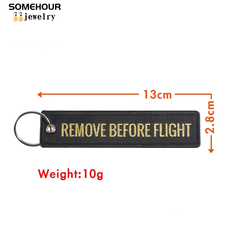 SOMEHOUR Remove Before Flight Pliot Launch Keychain Crew Embroidery Pendant Tags Car Bag Motorcycles Keyring For Aviation Gifts