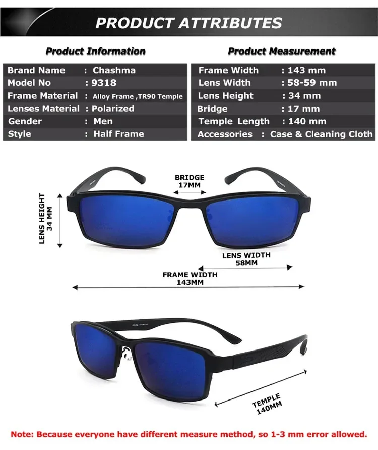 Chashma Prescription Glasses Frame Men Sunglasses Clips Lenses Magnet Eyewear for Recipe Half Frame 2 Clips Spectacles