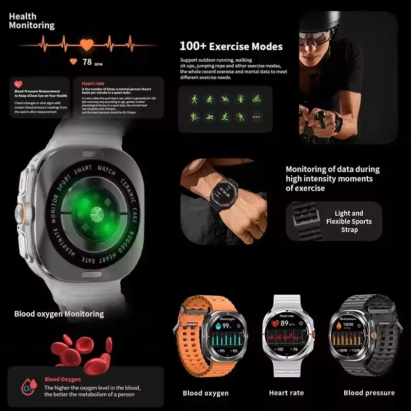 أحدث 4GB RAM DT Watch Ultra Smart Watch Bluetooth Call AMOLED Screen الموسيقى المحلية معدل ضربات القلب مقاوم للماء ساعة ذكية رياضية