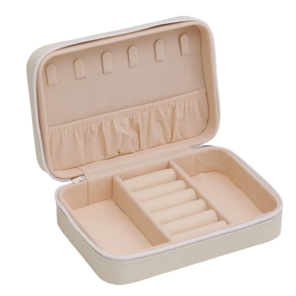 

Leather Trinkets Storage Organizer Large Capacity Dustproof Jewelry Storage Case Solid Color Simple Portable Jewelry Organizer