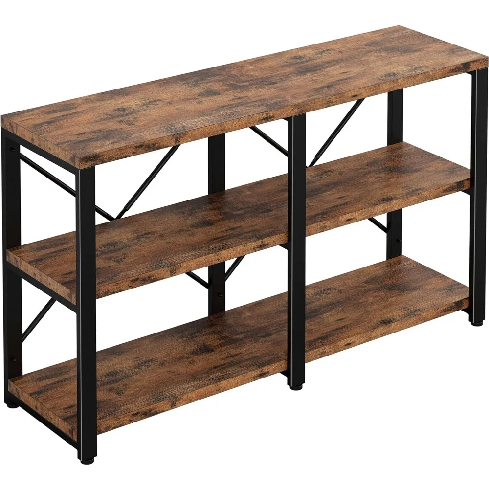 Rustic Entryway Console Table, Long Hallway Table 47in 3-Tier, TV Stand Entertainment Center Media Stand for Living Room,