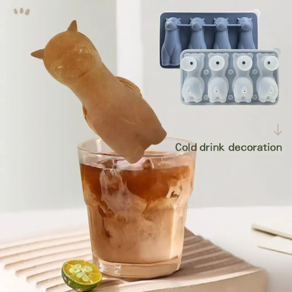 4 Grids Alpaca Ice Mold Silicone BPA-Free Ice Pop Mold Soap Candle Mold DIY Ice Cream Maker For Kitchen Outdoor Travel Dining