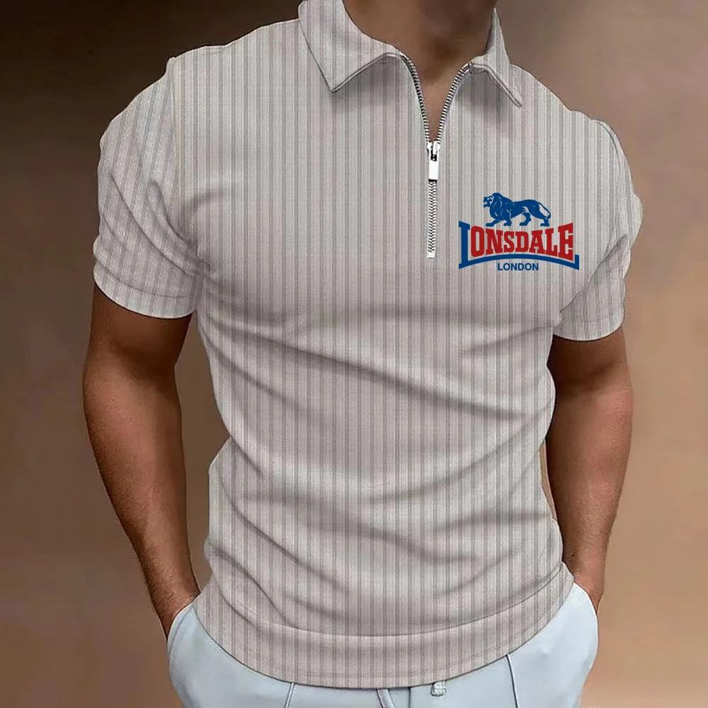 LONSDALE Business Leisure Polo Business Men\'s Shirt Short sleeved Polo Shirt Summer Street Leisure Fashion Men\'s Shirt