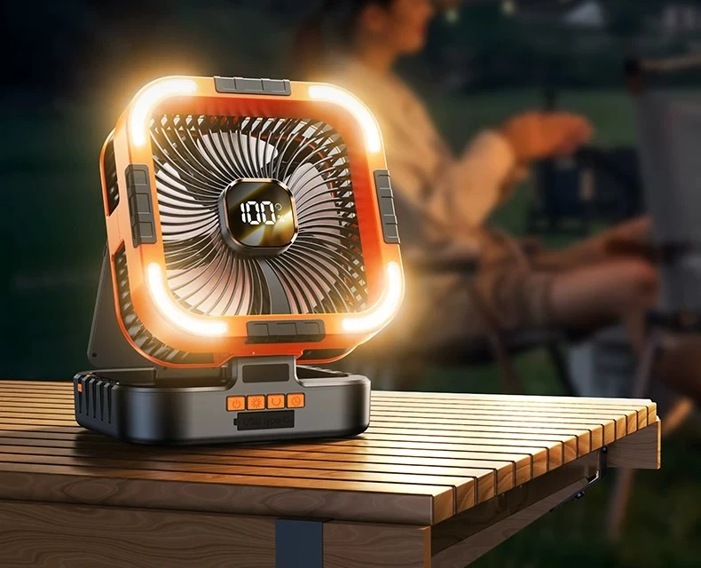 Rechargeable electric fan, strong wind, long battery life, shaking head refrigeration air conditioner fan cooling artifact