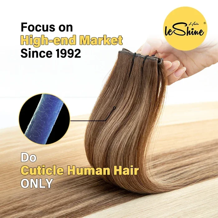 2025 hot sale LeShine New Design Genius Weft Hair Raw 100% Cuticle Aligned Human Hair Extensions 10a Grade Brazilian Hair