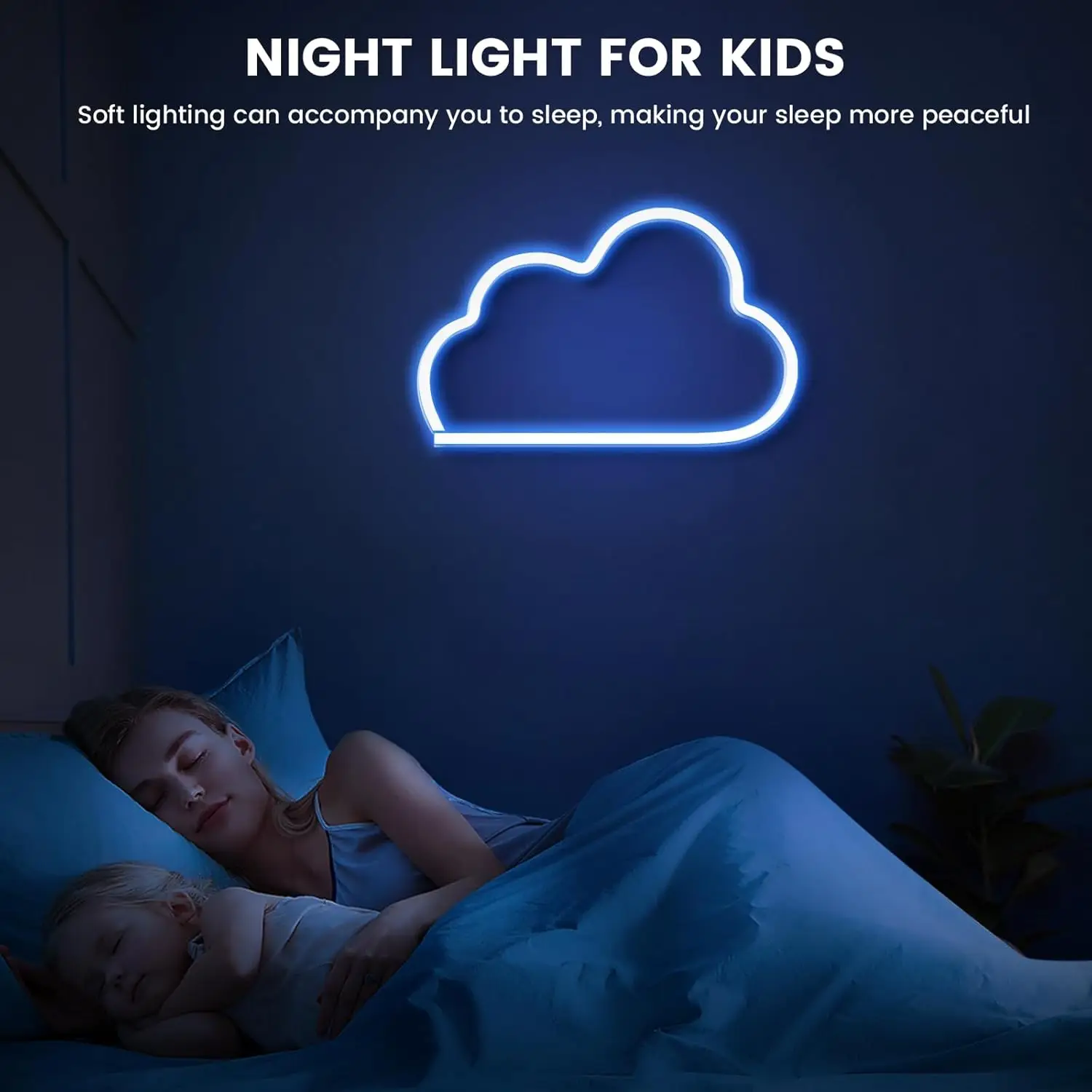 Blue Cloud Neon Sign USB Powered Neon Lights Signs Cloud Lamp Cloud Decor for Bedroom Night Light for Kids Party Decorations