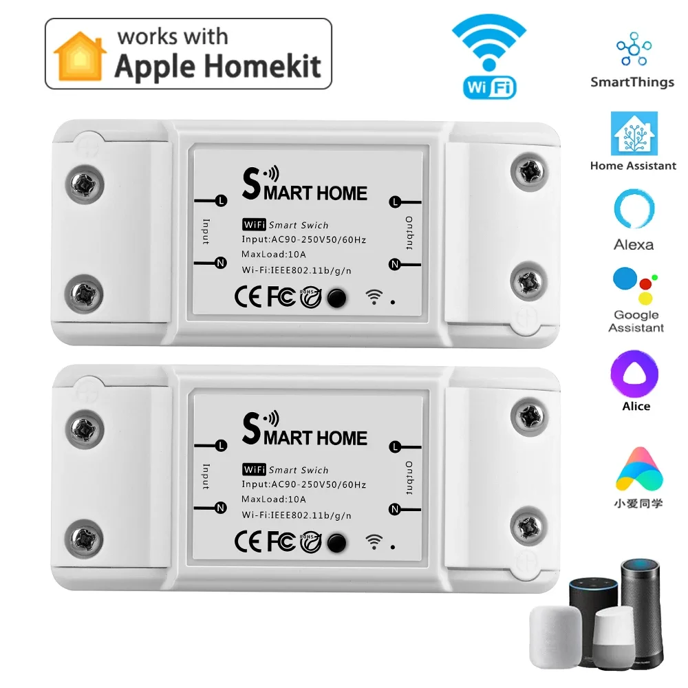 HomeKit Smart WiFi Switch 10A Mini Intelligent Breaker Wireless Remote Control Voice Control With Alexa Google Assitant Alice