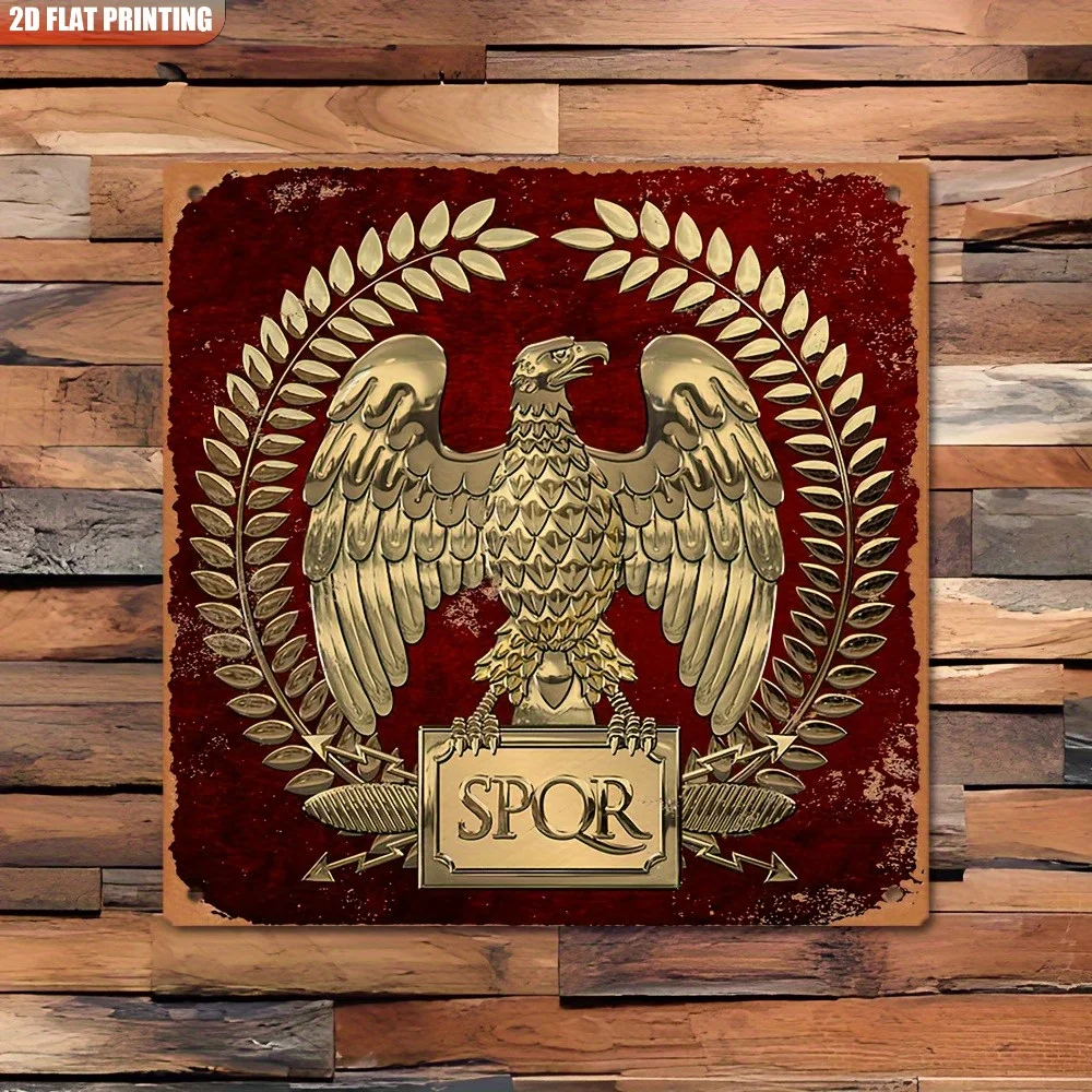 Vintage Gold Empire Eagle Metal Wall Art 2D Plane Roman Empire Sign Home Man Cave Decor