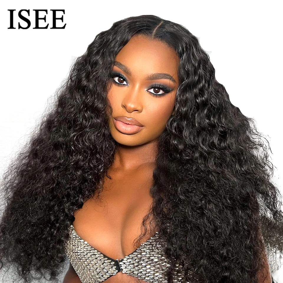 

ISEE Hair Water Wave Wig Wear Go Deep Wave Glueless Wig Human Hair Ready To Wear Preplucked HD Lace Closure Wig Curly Wigs