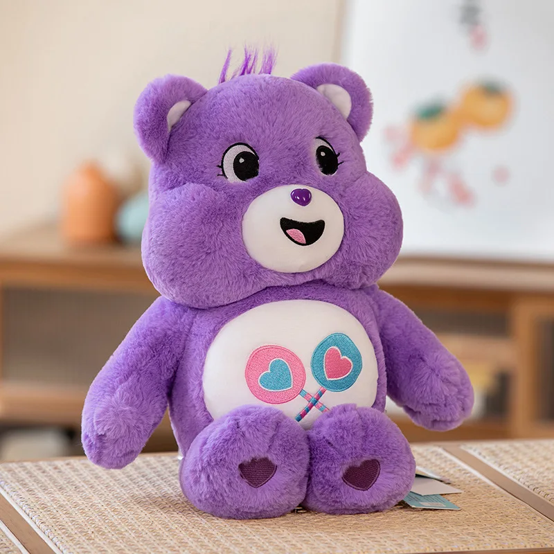 MINISO Carebears juguete de peluche para niños, oso arcoíris azul, ojo parpadeante enfadado, muñeco de peluche suave para dormir, sorpresa, regalos lindos de cumpleaños