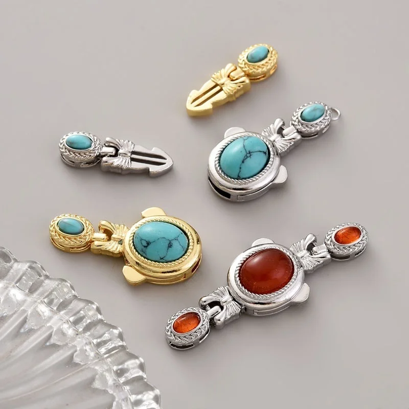 1pcs Pearl Necklace Bracelet Connector Buckle Vintage Natural Stone Handmade Press Buckle DIY Jewelry Accessories Wholesale