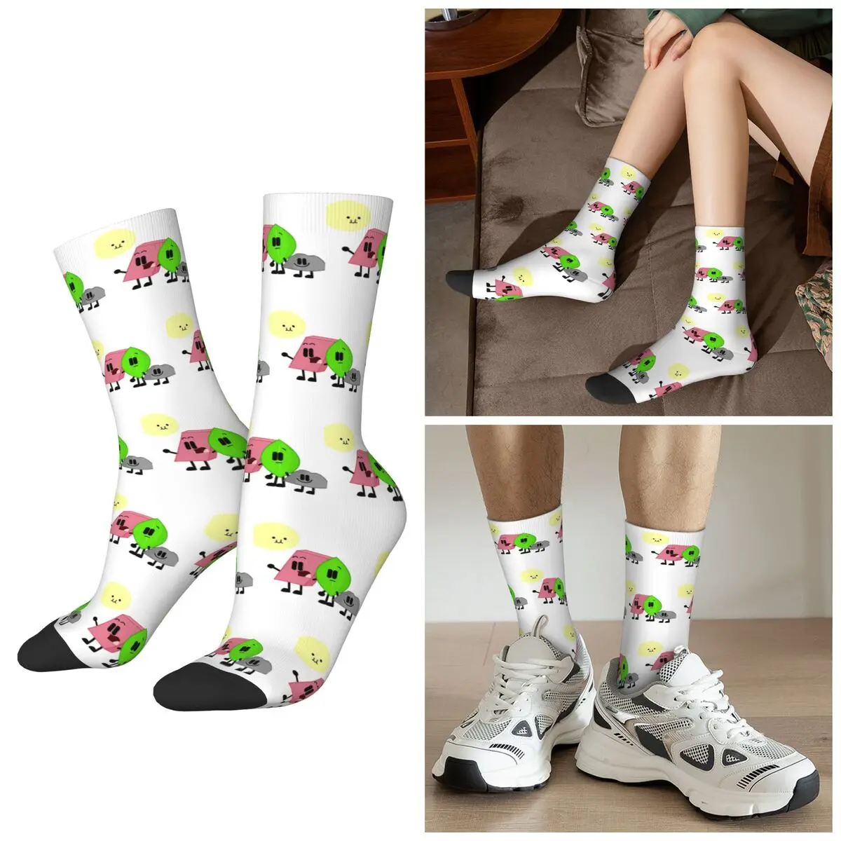 

Всесезонные носки BFDI Inanimate Insanity, все персонажи, спортивные носки в стиле Харадзюку, средние носки-трубы, чулки для мужчин и женщин, рождественский подарок