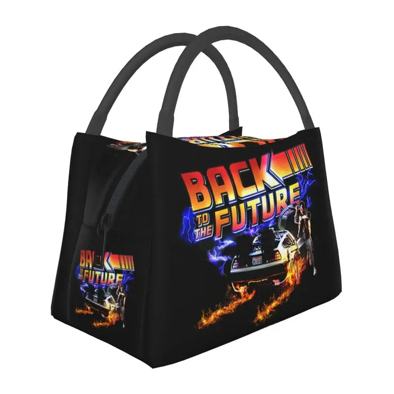 

Back To The Future 1980s Film Insulated Lunch Tote Bag for Women Marty Mcfly Time Machine Resuable Cooler Thermal Bento Box Work