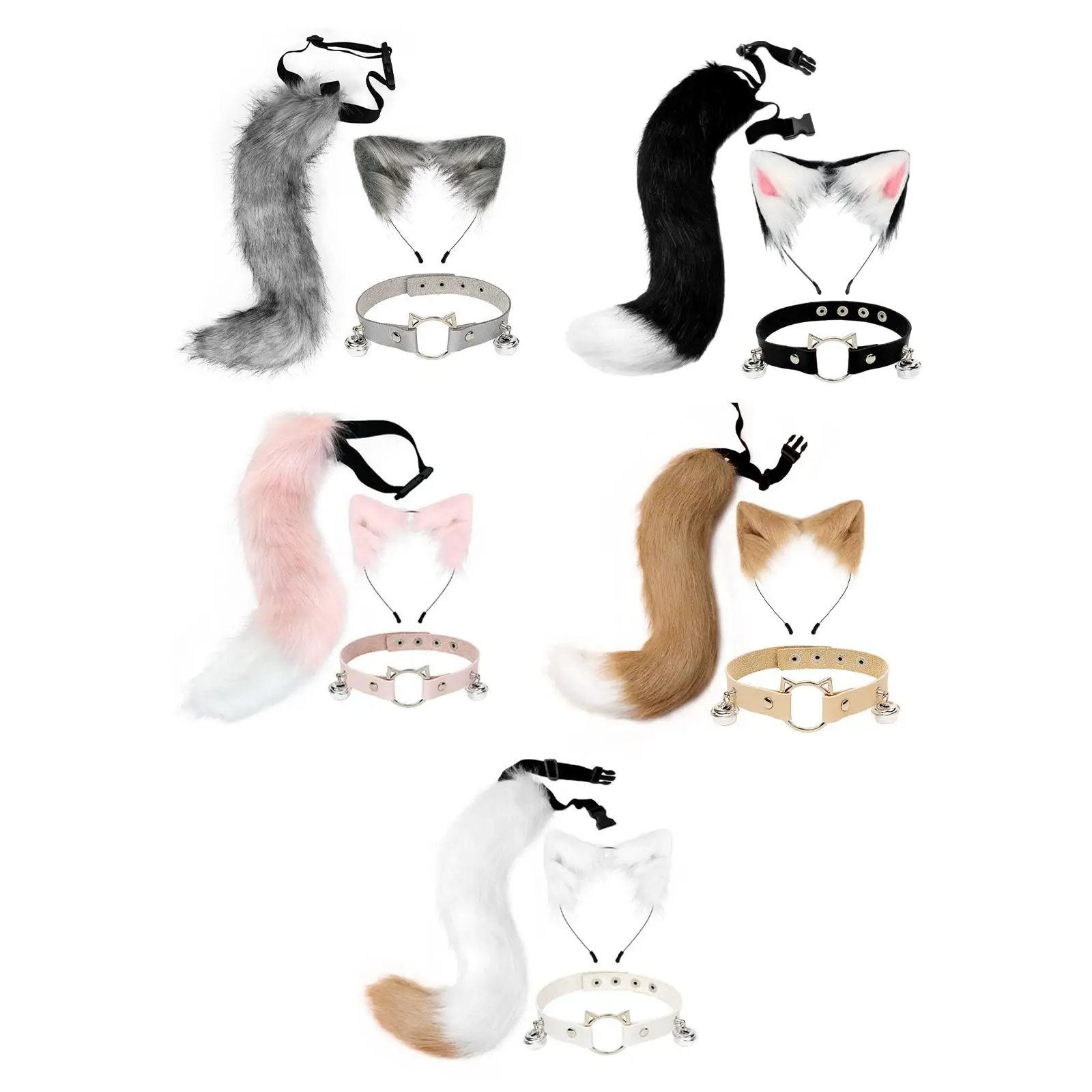 Ears and Tail Long Tail Costume Accessories Cat Ear Headband Headdress for Stage