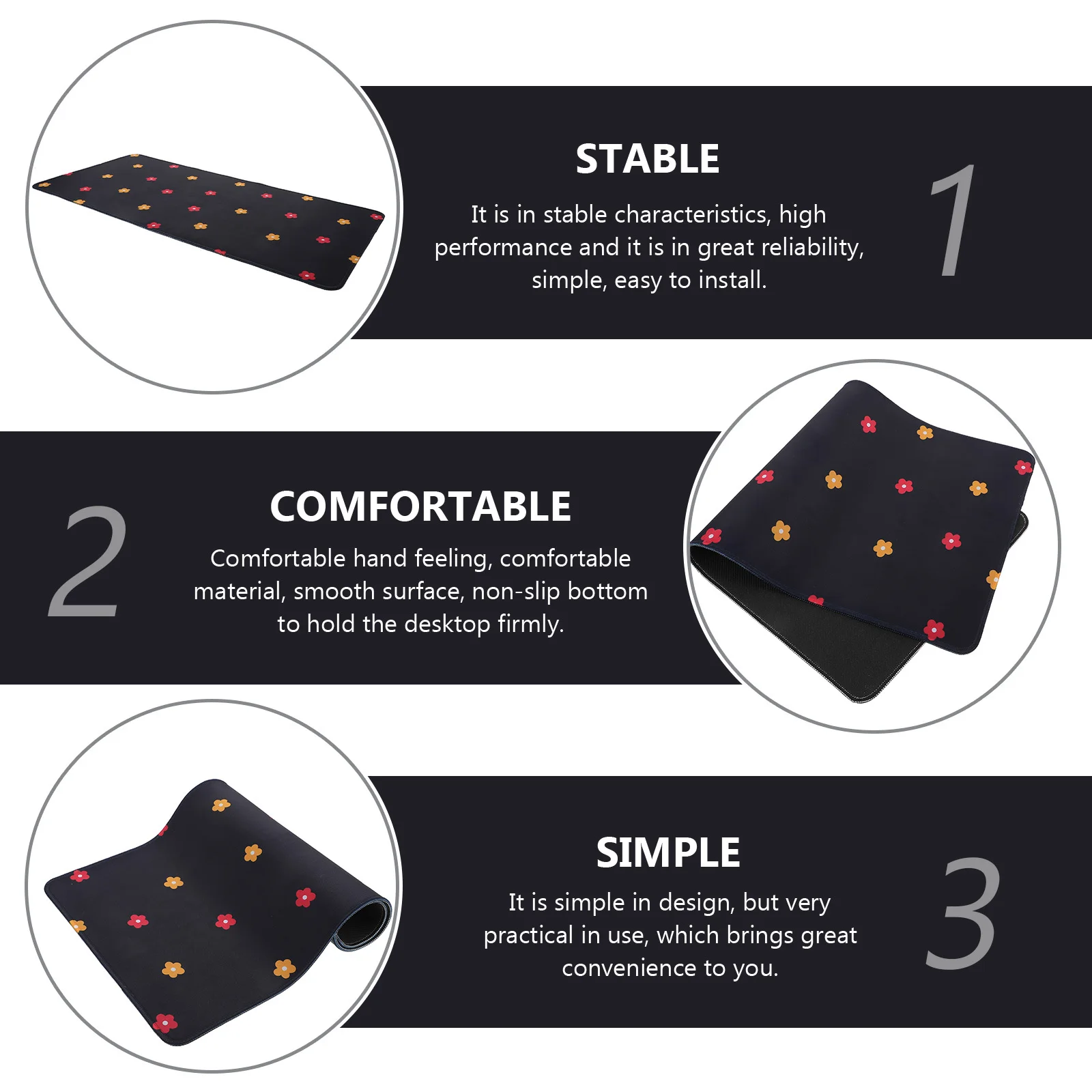 

1Pcs Extended Anti-Slip Mouse Mat Stable Performance Smooth Surface Non-Slip Base Perfect for Office School Gaming