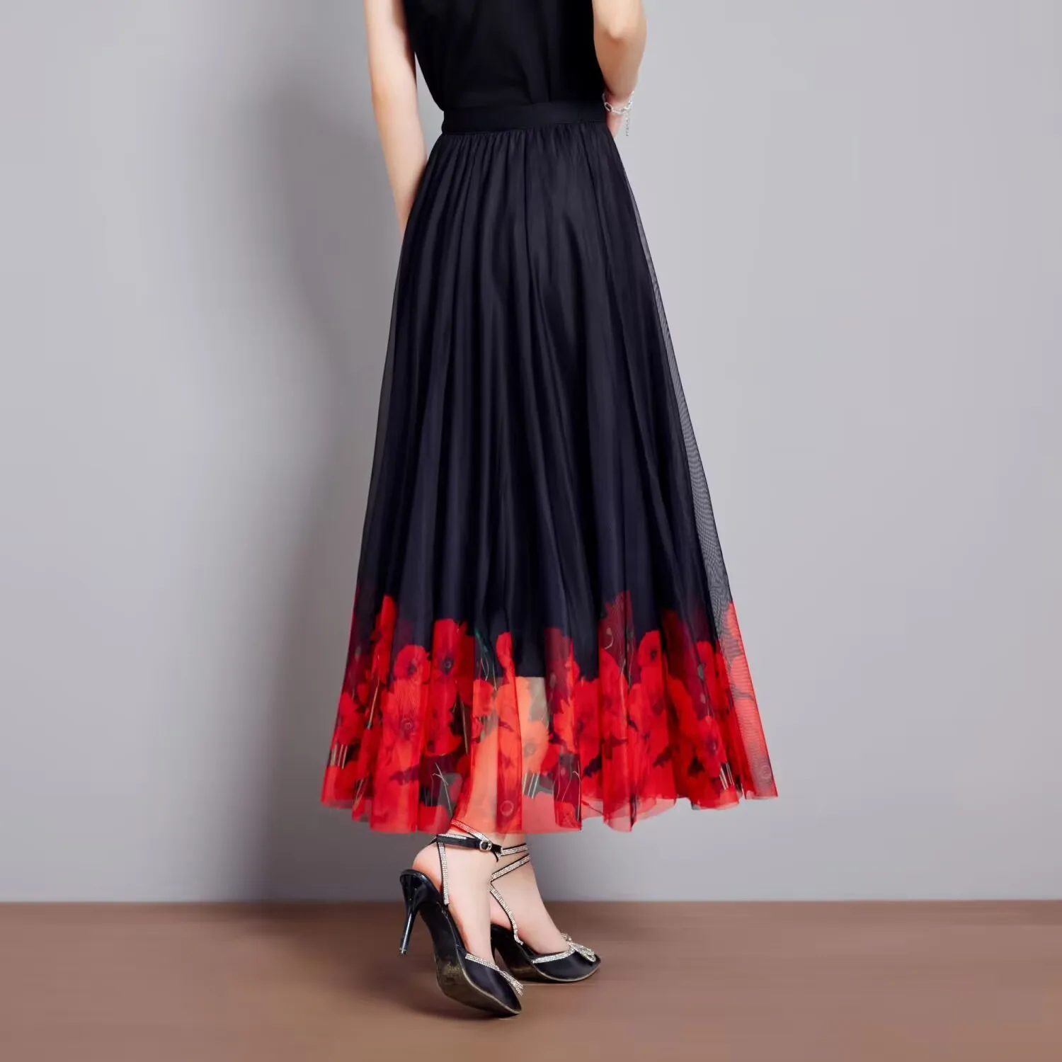 Spring Summer Chiffon Holiday Bohemia Maxi Skirt Vacation Beach Korean Elastic Waist Long Skirts For Woman boho