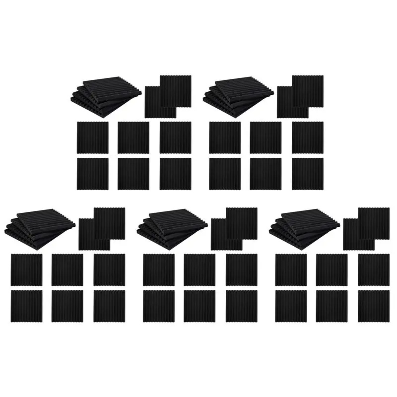 A25F-60 Pack Self-Adhesive Acoustic Panels, Sound Proof Foam Panels, High Density Soundproofing Wall Panels For Home(Black)