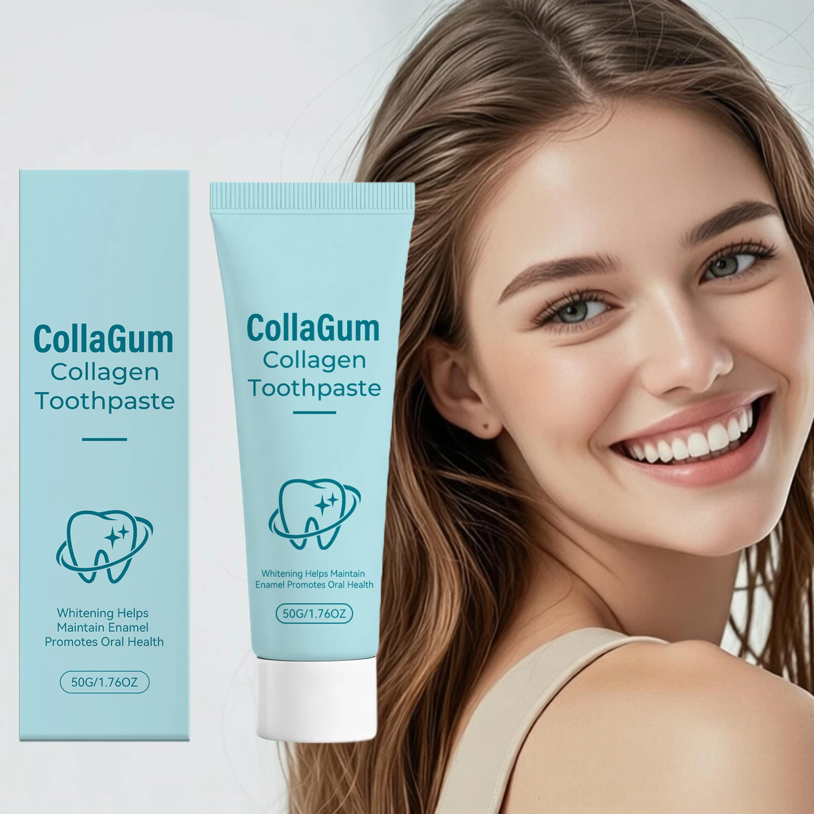 Collagen Whitening Toothpaste Gum Soothing Teeth Brightening Stain Removal Fresh Breath Oral Hygiene Gentle Cleansing Toothpaste