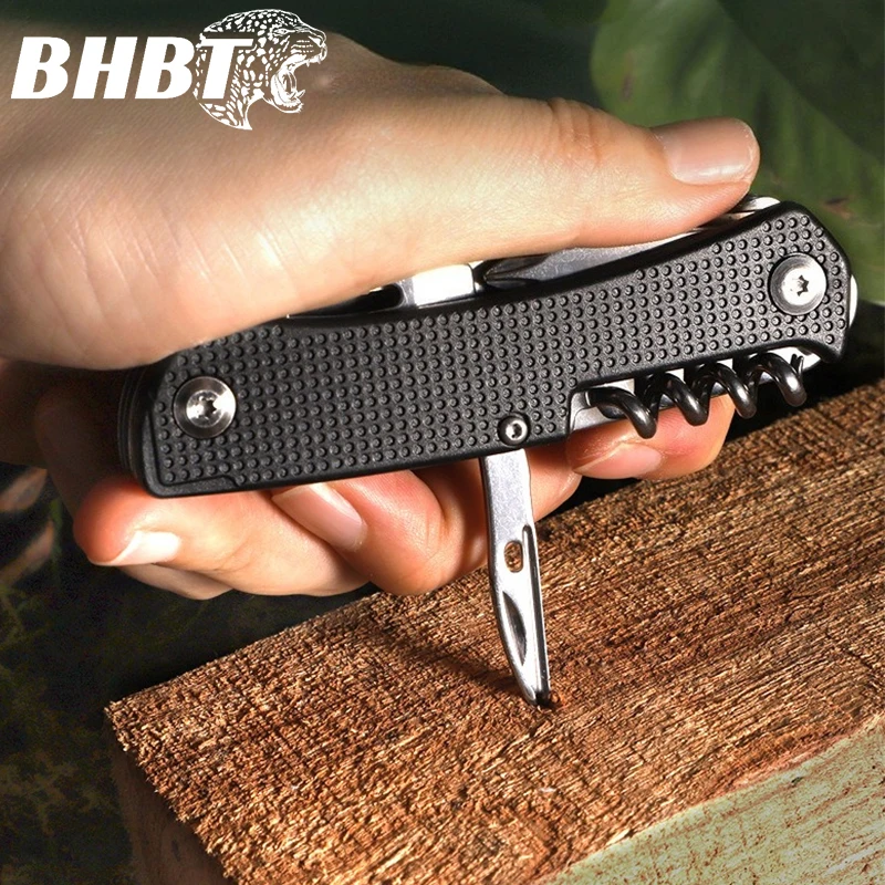 BHBT MIni Multifunctional Knife Multitool Folding EDC Outdoor Portable Pocket Knife Saw Screwdriver Bottle Wine Opener