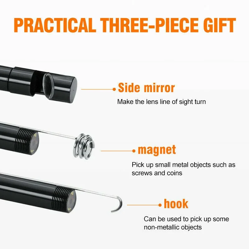 5.5mm Type-C USB Endoscope Camera with 6 LEDs, IP67 Waterproof Flexible Borescope Scope for Android Phone Tablet PC