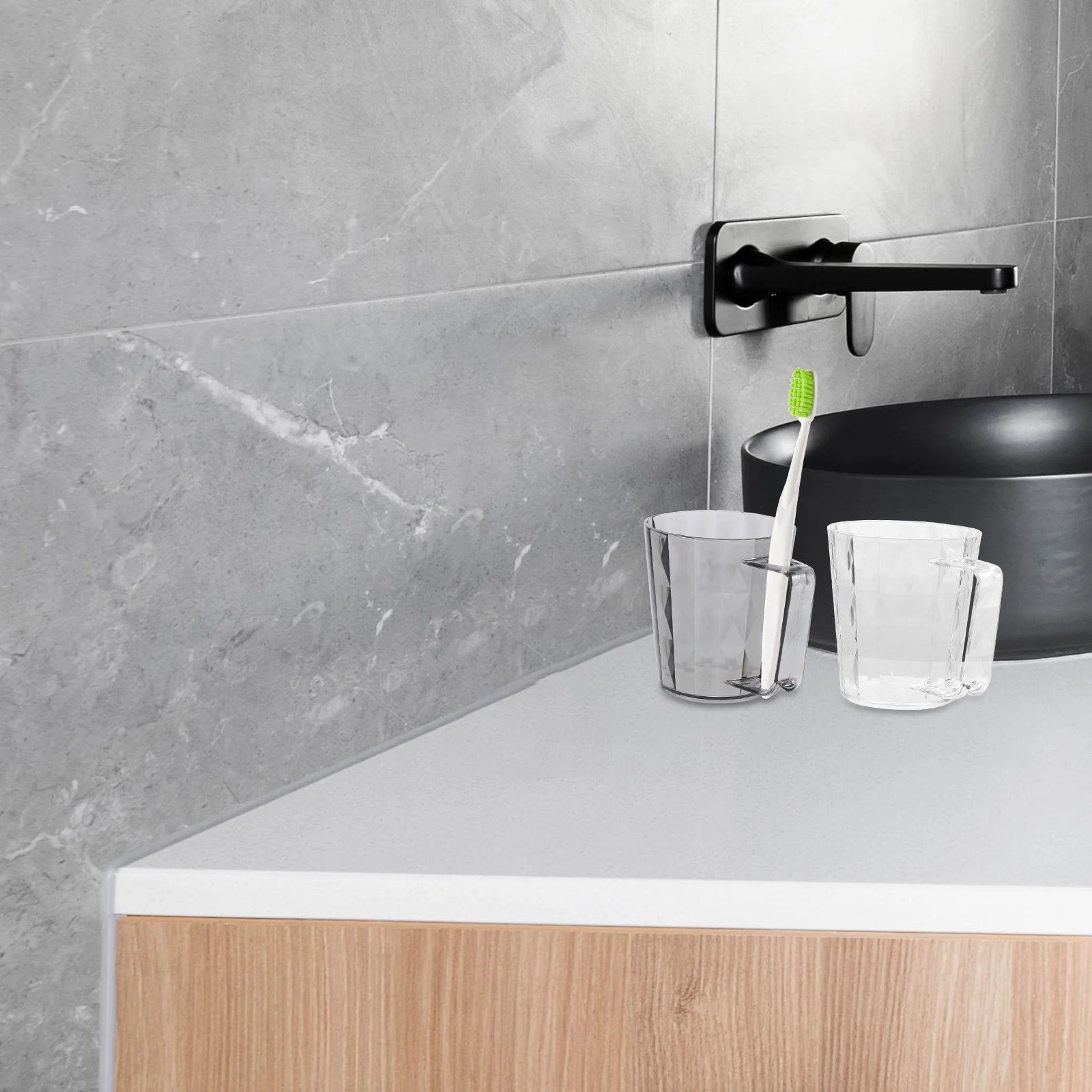 

2Pcs Reusable ABS Toothbrush Cup Clear Portable Bathroom Cups for Travel Camping Vacation Gifts Toothbrush Holder Clear