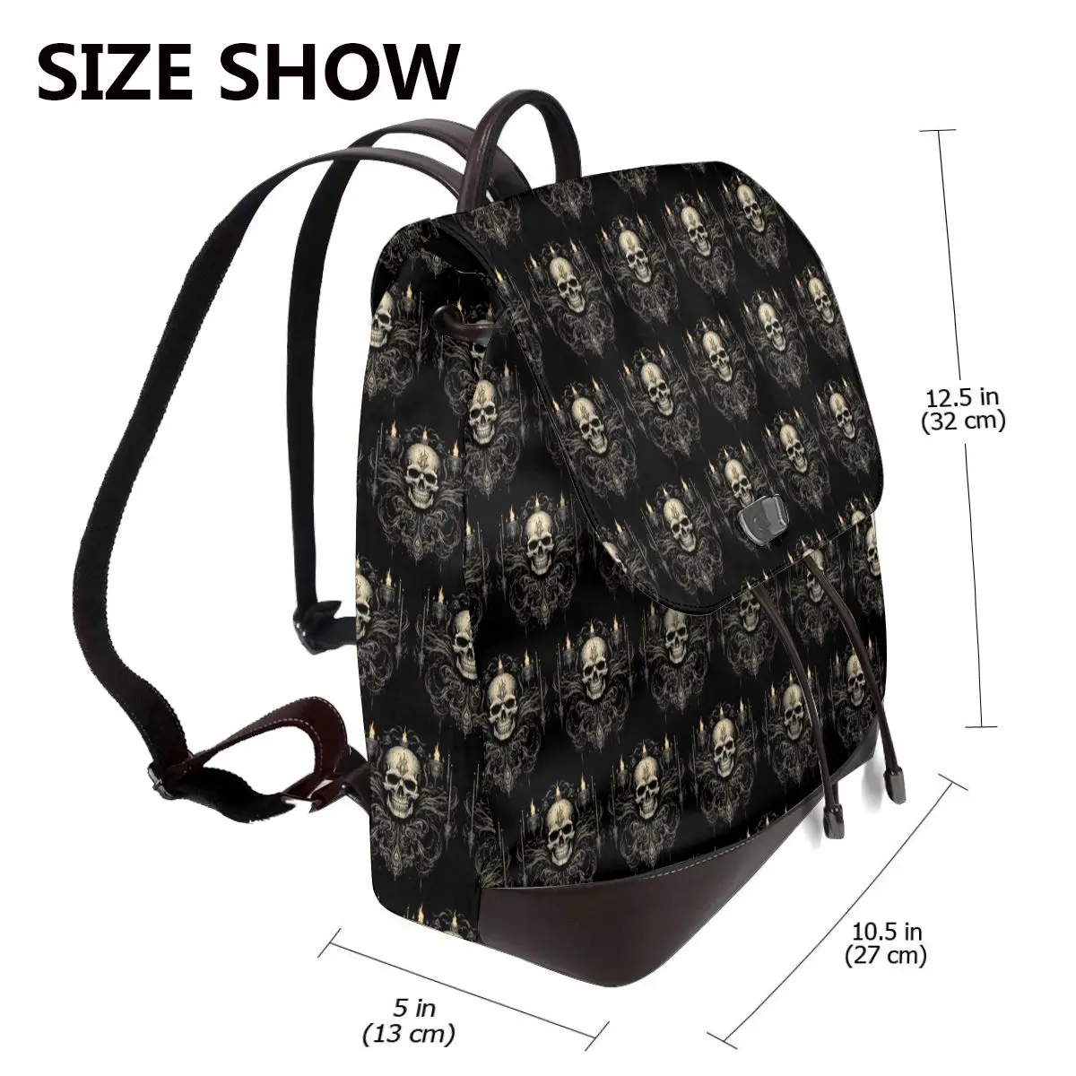 Dark Skull Gothic Art Bookbag School Student Bags Hiking Travel Daypack for Women Fashion Derma Backpack