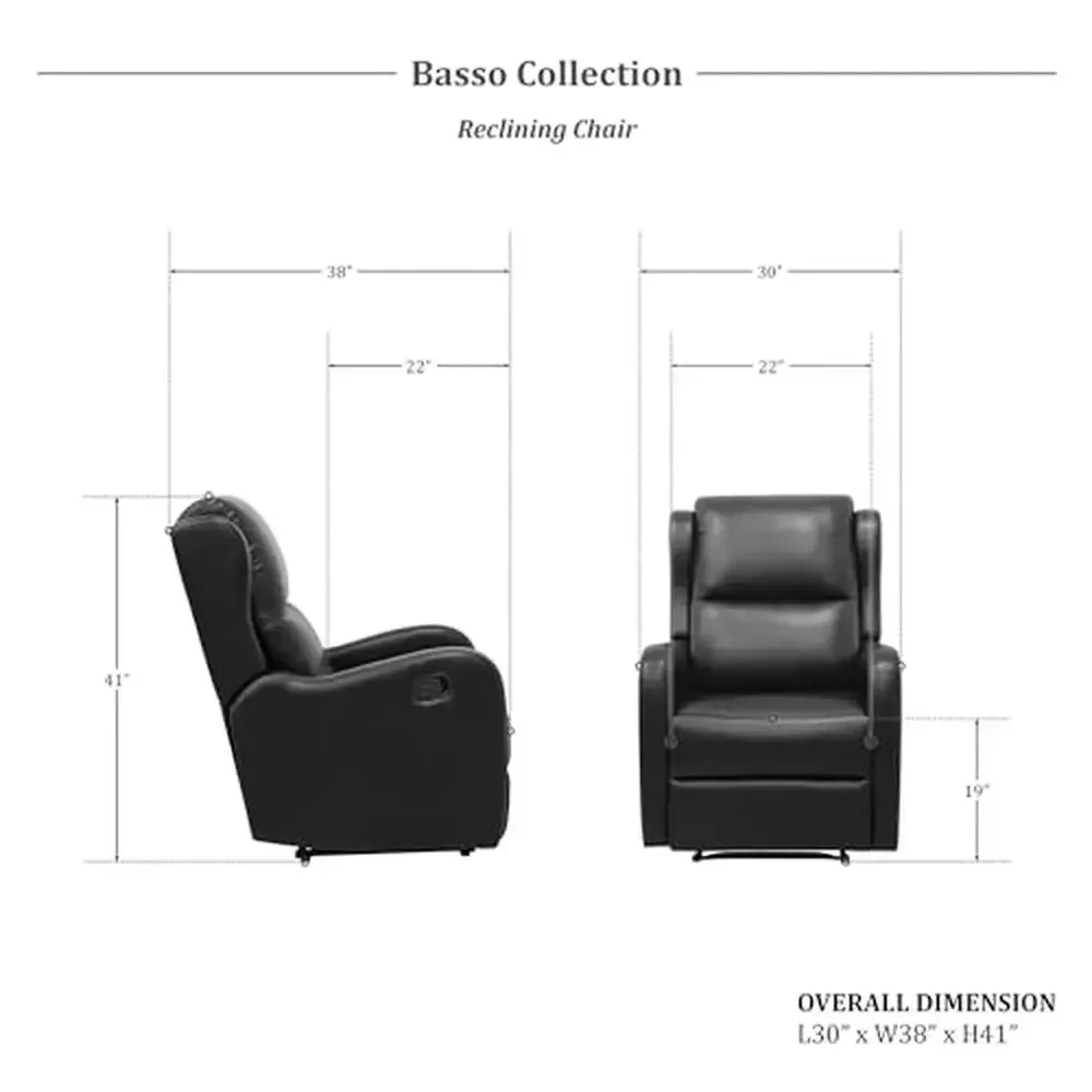 Living Room Recliner Sofa Chair Modern Home Theater Seating Faux Leather Manual Recliner Chair Luxe Style Comfortable Furniture