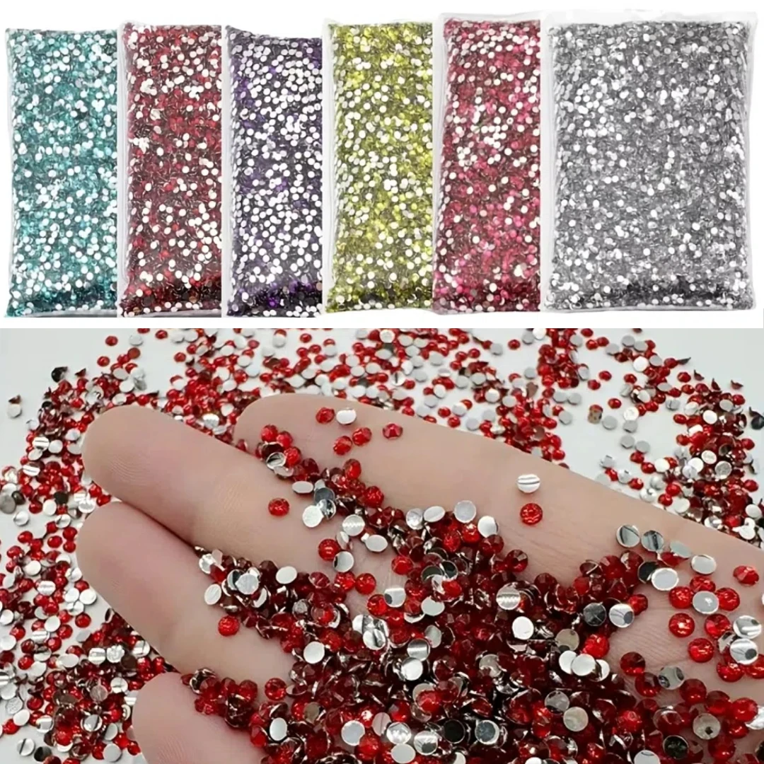 5888 Uds. Diamantes de imitación de 2mm, resina AB, fondo plateado brillante, purpurina, Strass plano para decoraciones para fiesta de boda DIY, arte de uñas