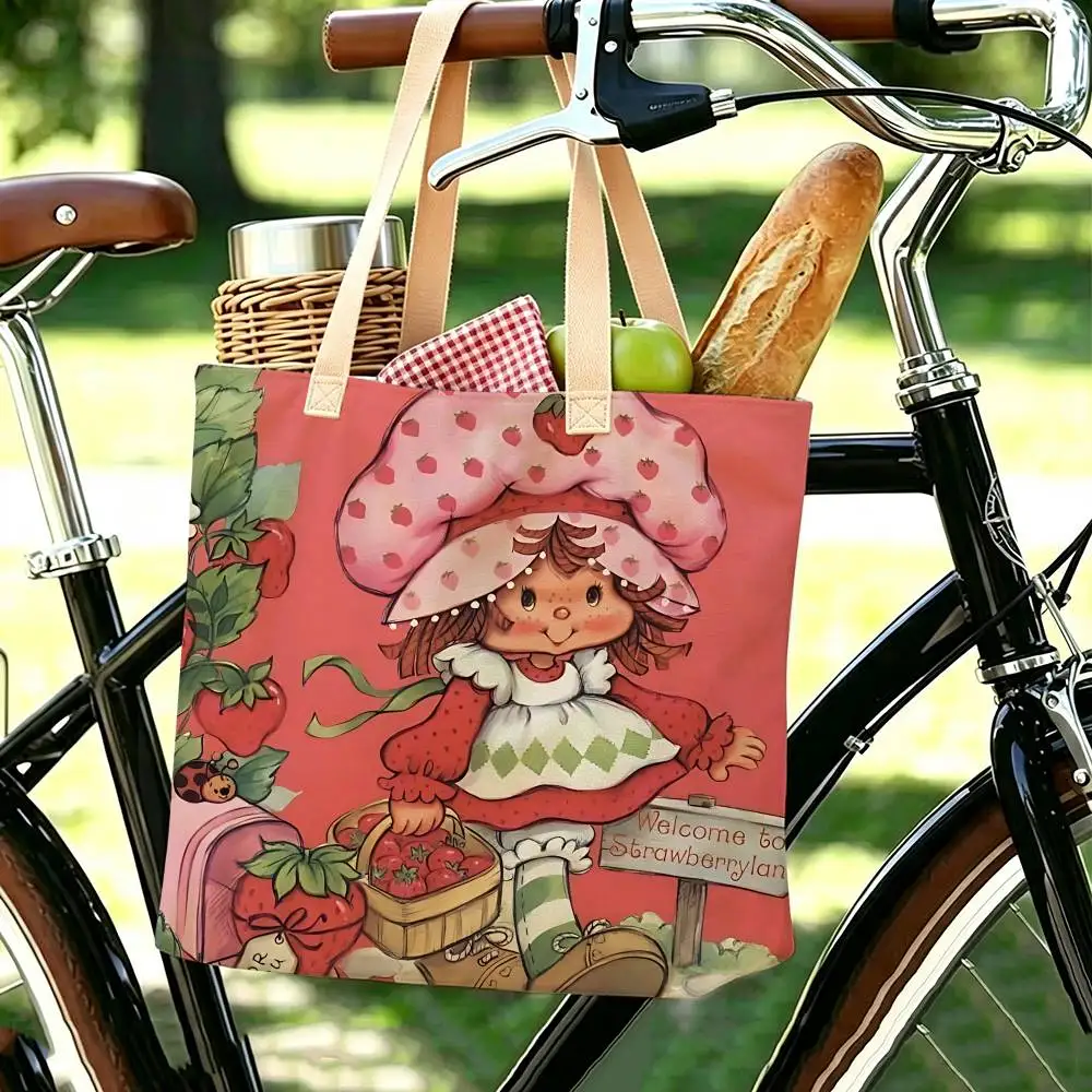 Animierte Strawberry Shortcake Tragetasche, Große Schultertasche, Damen-Freizeithandtasche für Arbeit, Schule und Einkaufen – Detail 7