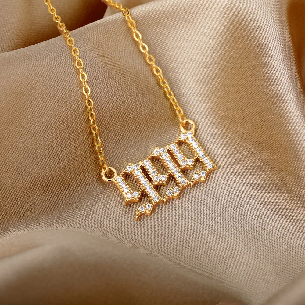 Zirkon-Engelszahl-Halsketten für Frauen • Glückszahlen-Anhänger • Zarter Schmuck • Minimalistisches, bedeutungsvolles Geschenk für sie