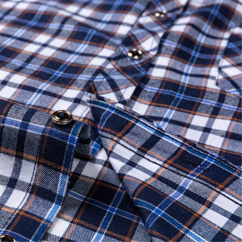 2025 New Men\'s Plaid Shirts Long Sleeve Checked Shirt Formal Fashion Thin Soft Classic Basic Casual Male Clothing 3XL 4XL