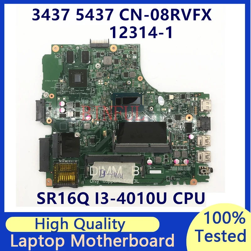 CN-08RVFX 08RVFX 8RVFX Mainboard For DELL 3437 5437 Laptop Motherboard With SR16Q I3-4010U CPU 12314-1 N14M-GE-S-A2 100% Tested